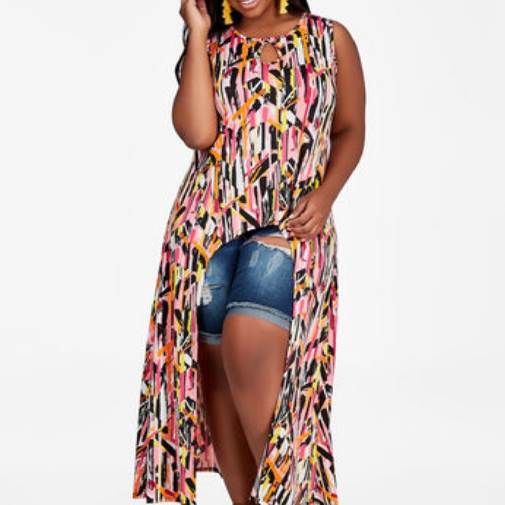 Ashley Stewart hi-lo printed tank